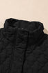 Stand Collar Flower Quilted Snap Button Zip Vests